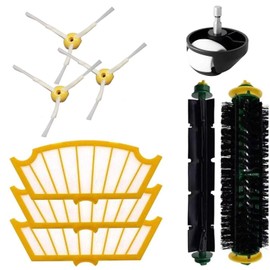 Replacement Parts Compatible with iRobot Roomba 500 555 560 561 562 570 581 and Models with Green or Red Cleaning Head - 2 Roller, 3 Filter, 3 Side Brush, 1 Front Ball Wheel Caster Assembly