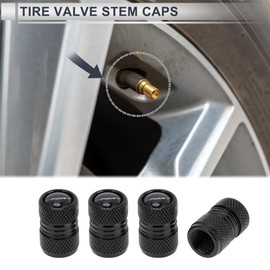 RATCHROLL 4 Pcs Tire Valve Stem Caps Stylish 8x17mm Tyre Valve Dust Cover Black Aluminum Alloy Epoxy Resin