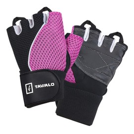 TAVIALO Fitness Gloves Training Gloves for Women Size M (8) Pink White Black Double Reinforced Leather Palm