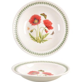 Portmeirion Botanic Garden 9" Individual Rim Pasta Bowl, Poppy