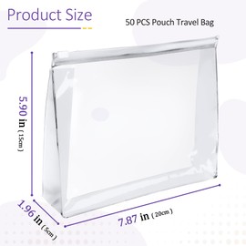 50 Pcs Mini Clear Makeup Bag Travel Toiletry Organizer Pouch, 7.87 x 5.90 Inches Cosmetic Vanity Drawers Waterproof Zipper Organizer Swimsuit Organizer Bags, Vacation Portable Bulk Toiletry Bag