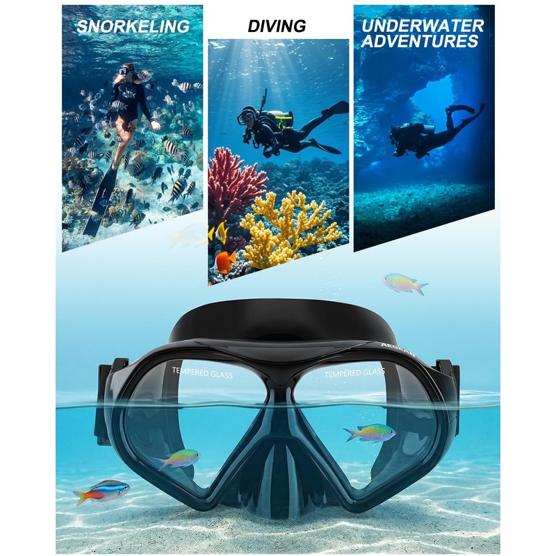 Aegend Swim Goggles with Nose Cover for Adults, Tempered Glass