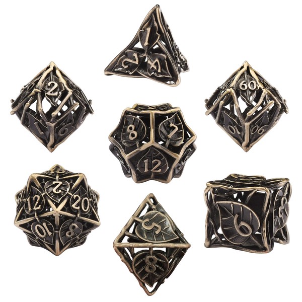 SIQUK 7-Piece DND Dice Set, Metal Dice Game, Polyhedral Dice,