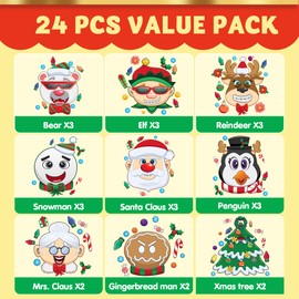 JOYIN 24 Pcs Christmas Make-a-face Stickers, Make Your Own Characters Mix and Match Sticker Sheets with Christmas Elf, Santa Santa, Snowman, Penguin, and Polar Bear Kids Party Favor Supplies Craft
