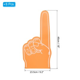 PATIKIL Giant Foam Finger 18 Inch, 6 Pack Number 1 DIY Blank Foam Hand Cheerleading Foam Fingers for Sports Events Games Party Supplies, Orange, White Line