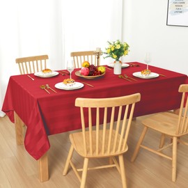 DWCN Rectangle Tablecloth - Waterproof,Spillproof Anti-Shrink Soft Striped Table Cover for Kitchen Dining, Party, Picnic, 60 x 84 Inch, Red