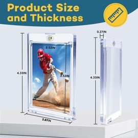ZENOWICK 128 PCS Magnetic Card Holder, 35pt One Touch Card Holder,U-V Protection Hard Plastic Magnetic Cards Case,Display Case Protector for Sports Game Baseball Cards