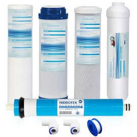 Geekpure 5 Stage Reverse Osmosis Replacement Filter Set with 50 GPD Membrane -Standard 10 Inch