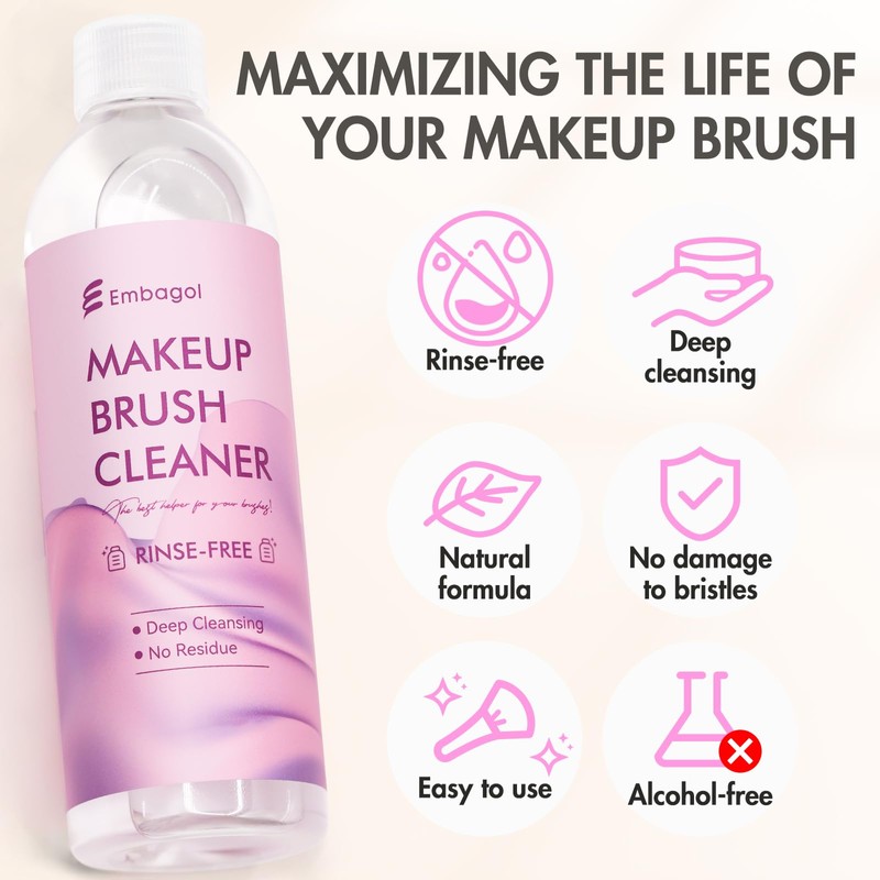 Embagol Makeup Brush Cleaner, Easily Remove Stubborn Makeup, Dirt &