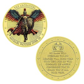 The Archangel St Michael Challenge Coin Collector - Psalm 91:10-11 (Golden)