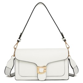 Travistar Umhängetasche Damen Kleine Handtasche Damen PU Leder Crossbody Bag Damen Schultertasche Abendtasche Kupplung mit 2 Abnehmbar Breiter Gurt Kreditkartenfächer Weiß