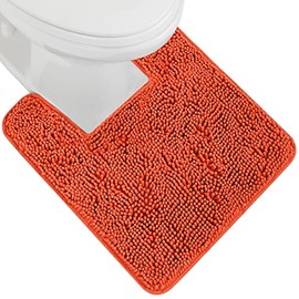 GORILLA GRIP GORILLA GRIP Plush Absorbent Shaggy Chenille Bath Rug Mat for Square Toilet Base with Rubber Backing, Machine Washable Rugs, Soft Microfiber Contour Mats for Toilets, Bathoom Decor, 22.5x19.5, Coral