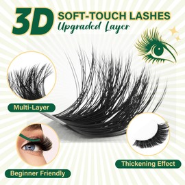 KEYYOU LASH Clusters Kit 3D Effect Eyelash Clusters Kit 2311pcs 100D200D 8-16MIX D Curl Individual Lashes Kit Wispy Lashes Volume Cluster Lashes Kit Natural Soft (3D Kit-100D200D-D-8-16MIX)