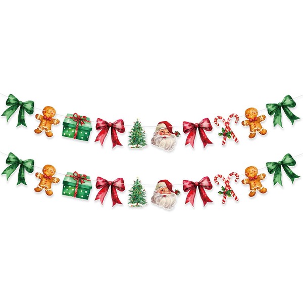 Oudain 2 Pack Christmas Paper Garland Christmas Tree Santa Claus