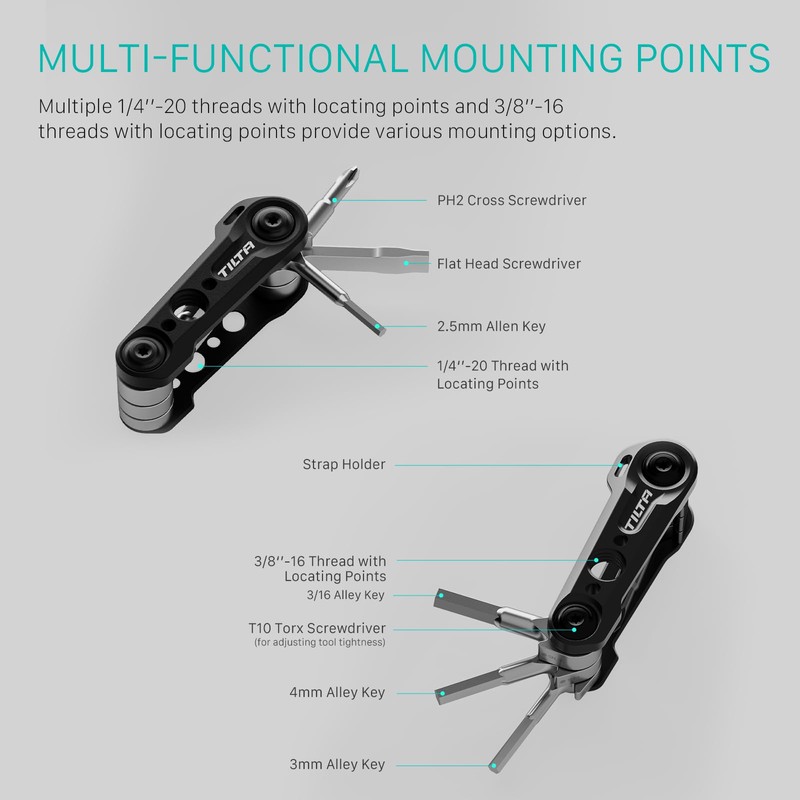 Tilta Multi-Functional Mini Tool Kit, 6 in 1 Folding Tool