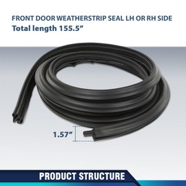 PIT66 Front Door Weatherstrip Seal LH & RH Side Compatible with Chevy Silverado GMC Sierra 1500 2007-2013 Fit Silverado Sierra 2500HD 3500HD 2007-2014 Crew Cab or Regular Cab 22766400