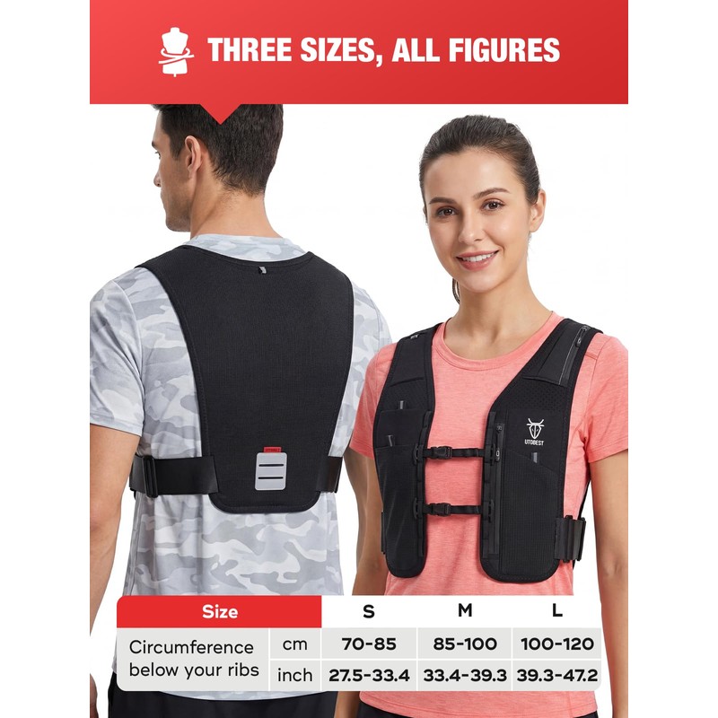 UTOBEST Running Vest Reflective Hydration Backpack with 500ml Water Bottles