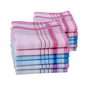 Houlife Women's Handkerchiefs Pure Combed Cotton Fabric Handkerchiefs 3 Colours for Everyday Use 6/12 Pieces 28 x 28 cm