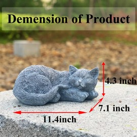 Cats Memorial Stone Garden Statue, Pet Statues Gifts for Loss of Cat Sympathy, Grave Markers for Garden Outdoor Statue Decor, 11.4” L Garden Decorative Tabby Figurine