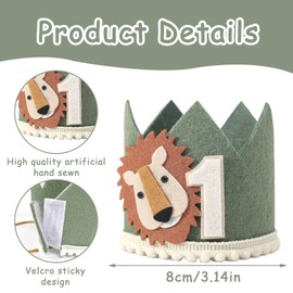 Wild One Birthday Decorations,First Birthday Decorations Boy,1st Birthday Hat,1st Birthday Decorations for Boys,Lion Theme Birthday Hat Suitable for Birthday Party Carnival,Comes with Pull Flag*1