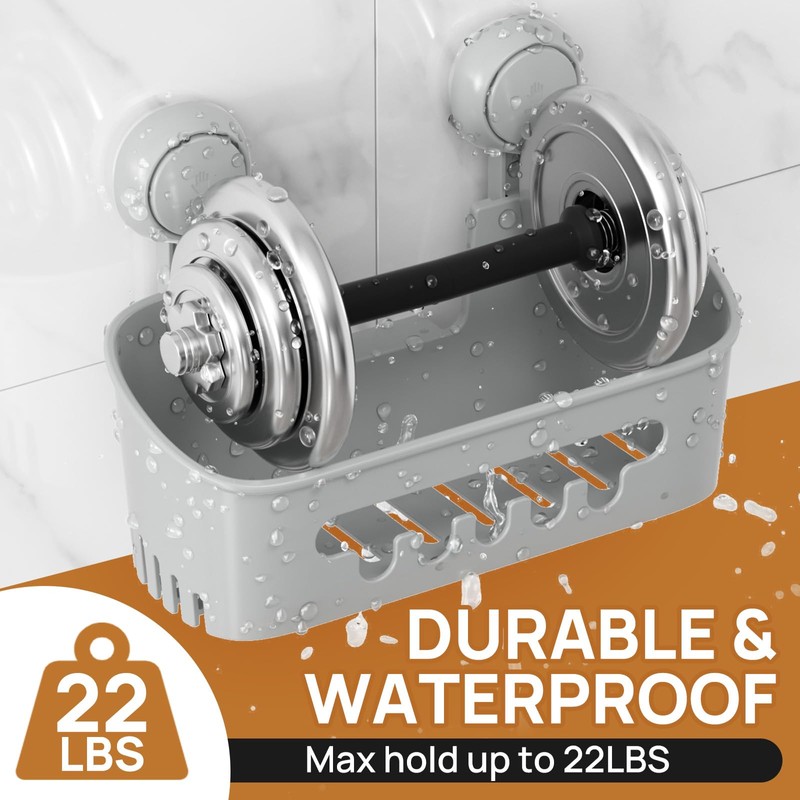 LEVERLOC Shower Caddy Suction Cup Set Shower Organizer & Soap