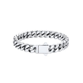 U7 Men's Bracelet Stainless Steel Bracelets Chic Curb Chain Miami Bracelet Silver/Black/Gold Cuban Bracelet Bangle Link Bracelet Hip Hop Rapper Fashion Jewellery for Men Boys Length 19/21/23 cm,