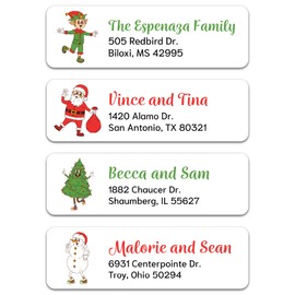 Christmas Return Address Labels - Custom Christmas Themed Address Stickers on Sheets (50-500 Labels)