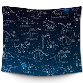 XLDLIOO Galaxy Dinosaur Wall Tapestry, Astral Dinosaur Breed Wall Tapestry Hanging for Boys Kids Room Dinosaur Lovers, Retro Dino Tapestries Wall Decor for Classroom Playroom Bedroom Dorm 50x60in