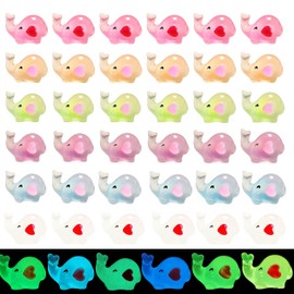 36Pcs Luminous Mini Resin Elephant Figurines, Small Elephant Figurines Glow in The Dark Miniature Resin Elephants Animals Figures for Fairy Garden Terrarium Accessories Decor Micro Landscape Craft
