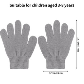 Fadcaer 3 Pairs Winter Kids Gloves Girls Boys Gloves Stretchy Warm Childrens Gloves Knit Full Fingers Warm Gloves for Boys Girls 4-8 Years Riding Cycling Bike Outdoors Sports (Black white grey set)