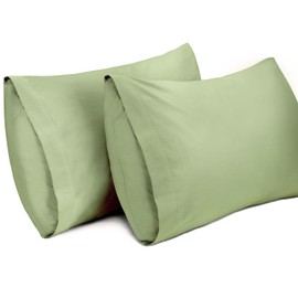 Lirex Pack of 2 Cushion Covers, 100% Cotton, 400 Thread Breathable Cushion Cover, Pillow Cover, 50 x 75 cm, Green