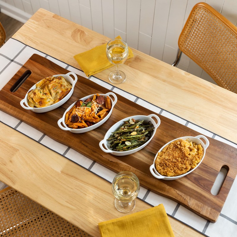 Large Acacia Serving Board with Handles, 36 x 12 Inch