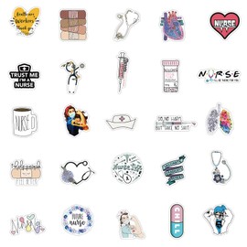 50Pcs Nurse Stickers Pack Cute Nursing Stickers for Water Bottle Laptop Work Diary Funny Vinyl Waterproof Stickers for Hospital Nurse Accessories for Work(Nurse)