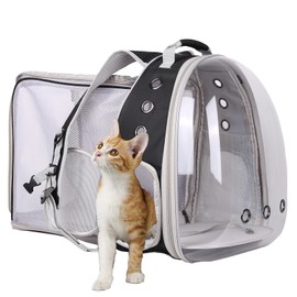 Back Extension Pet Backpack Carrier for Cat and Small Puppy up to 13 Pounds, Clear Space Capsule Astronaut Transparent Bubble Window Backpack to Carry and Transport Cat to Vet and Traveling