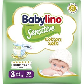 Babylino Sensitive Baby Nappies Size 3 Midi (4-9 kg) Pack of 22
