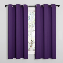 NICETOWN Cortinas Termicas Moradas con Ollaos - Cortinas Gruesas Aislantes Frio Calor para Ventana Pequeña/Decoracion Casas Salon Habitacion Juvenil(Morado, 1 Par, 107 x 160 cm)