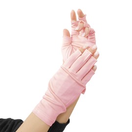 SILKMONDO Women's Silk Gloves, 100% Natural Silk, Fingerless, 7 Variations, One Size Fits All, pink/fingerless