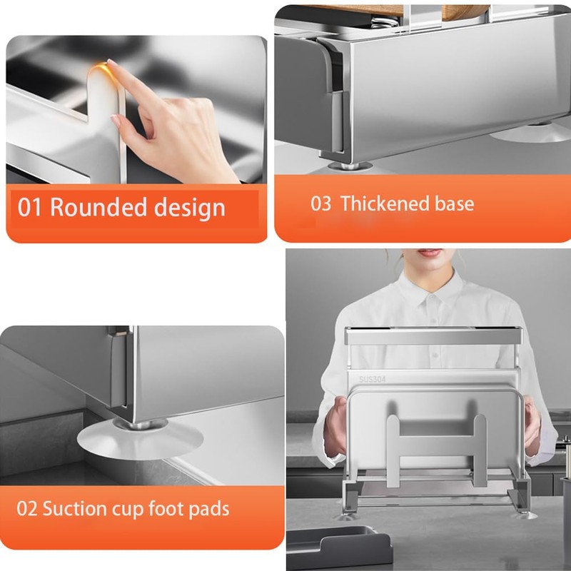 Vilemoon Multifunctional Cutting Board, Knife Drying Rack Kitchen Countertop Pot