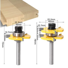 APLUS 2 teilig Groove und Tongue Zunge und Nut Set Router Bit Set Oberfräser Holzbearbeitung Scheibennutfräser Holzschneider Werkzeug für Graviermaschine Trimmmaschine (Ø = 8mm)