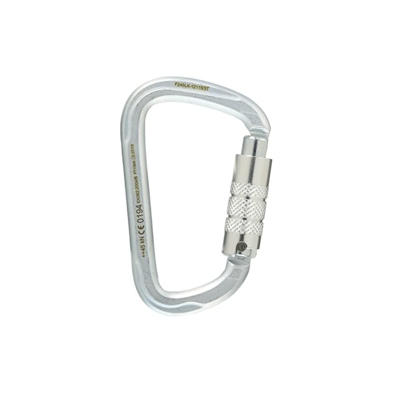 roc'teryx RTF249LK3T Mountain Climbing Carabiner, Steel D, Triple Lock, Silver