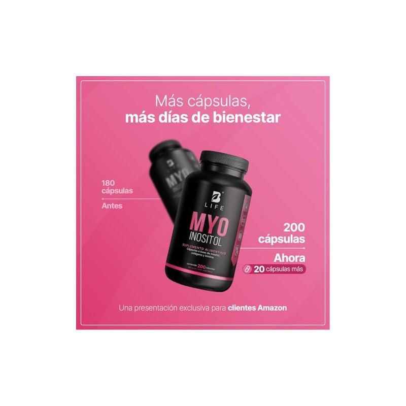 B Life Company | Inositol de 200 Cápsulas de 500