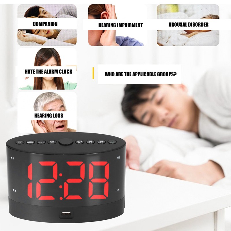 Digital Alarm Clock USB Charging Alarm Clock with 3 Vibration