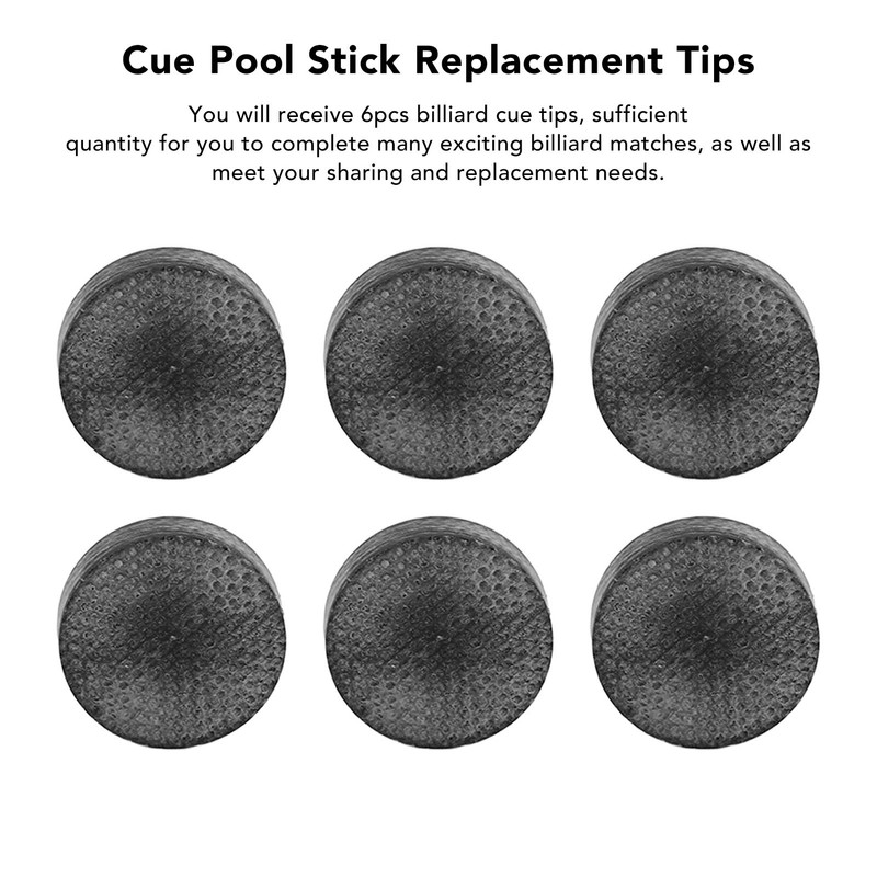 6pcs Billiard Pool Cue Tips 14mm Crystal Pool Cue Tips
