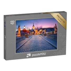 puzzleYOU: Puzzle 48 Pieces "Evening over the Old Mainbridge in Würzburg, Germany"