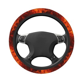 Flames Burning Fire Steering Wheel Covers,Anti Slip Sweat Absorption Elasticity Car Accessories Steering Wheel Protector Universal 15 Inch for SUV Sedan Vans Trucks