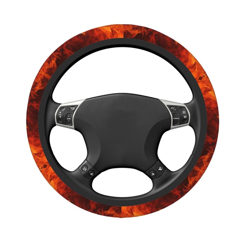 Flames Burning Fire Steering Wheel Covers,Anti Slip Sweat Absorption Elasticity