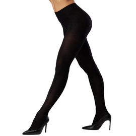 akiido Black Tights for Women, Run Resistant Control Top Panty Hose Opaque Tights, Women's Semi Opaque Tights, Women's Tights (US, Alpha, X-Large, XX-Large, Black)
