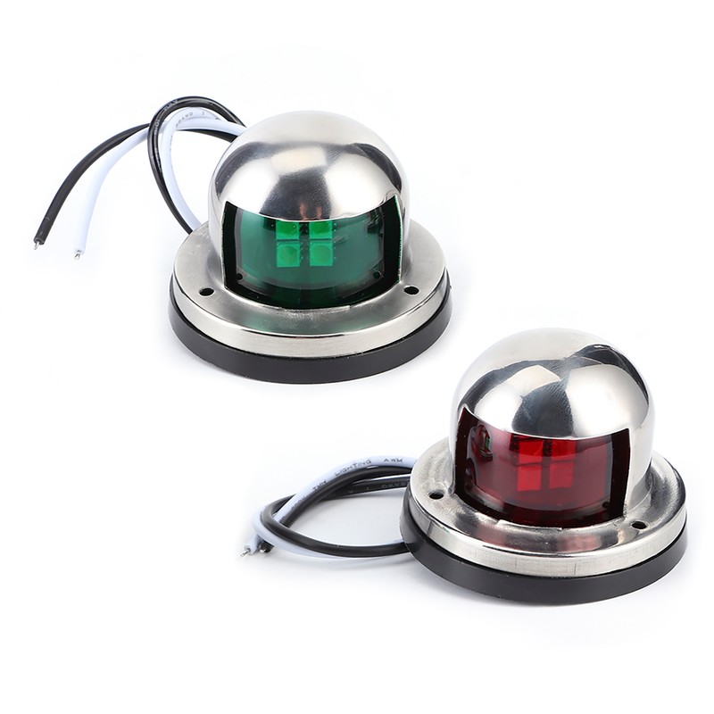 2pcs 12V Red Green LED Navigation Lights Stainless Steel Sailing