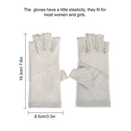 Maxdot 1 Pair Women Sunblock Fingerless Gloves Summer Driving Gloves Non Slip UV Protection Gloves for Outdoor (Grey)