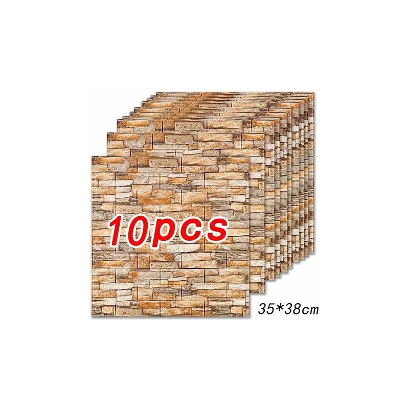 10pcs Pegatina Pared Patron Ladrillo Papel Tapiz 3d 35x38cm